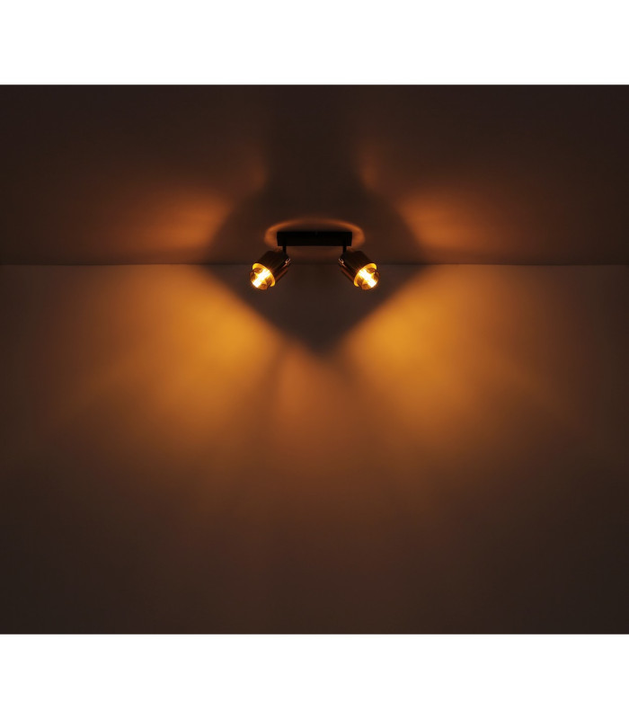 Milley Twin Ceiling Spotlight Matt Black Smoke Glass Shade 2x E27-5