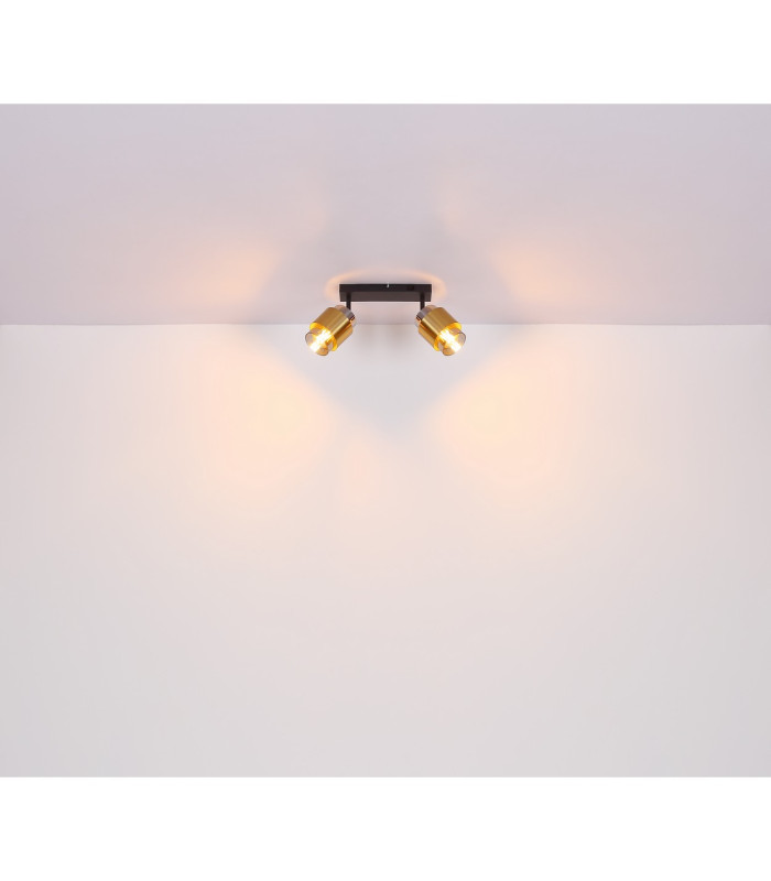 Milley Twin Ceiling Spotlight Matt Black Smoke Glass Shade 2x E27-6