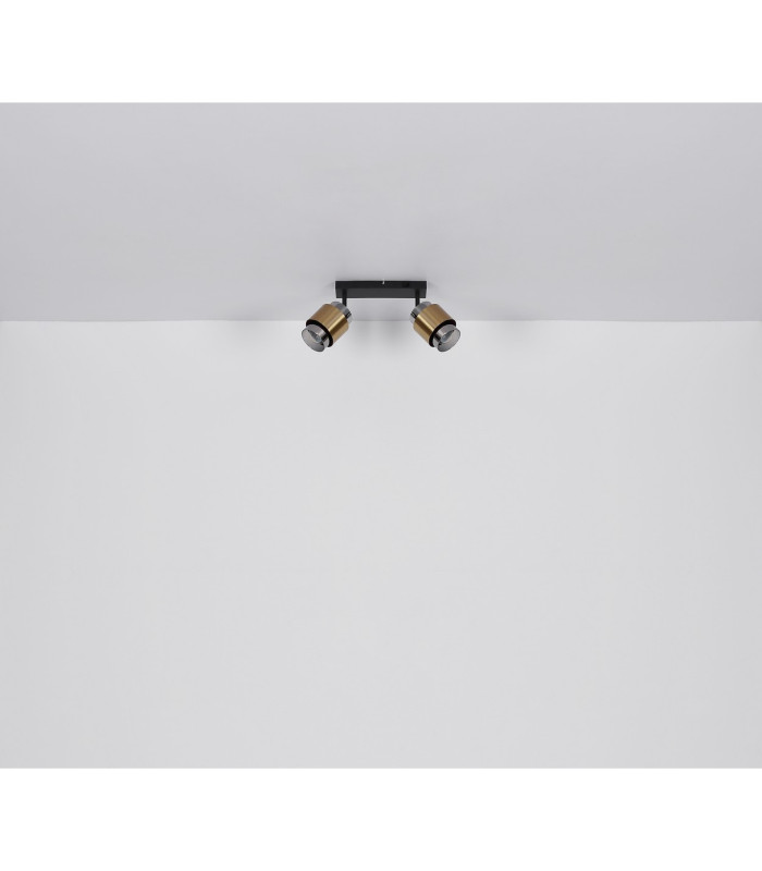 Milley Twin Ceiling Spotlight Matt Black Smoke Glass Shade 2x E27-7