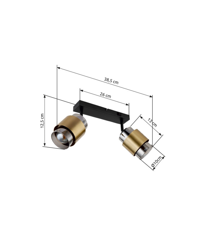 Milley Twin Ceiling Spotlight Matt Black Smoke Glass Shade 2x E27-10