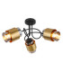 Milley Multi Arm Semi Flush Ceiling Lamp Matt Black Smoke Glass Shade 3x E27-1