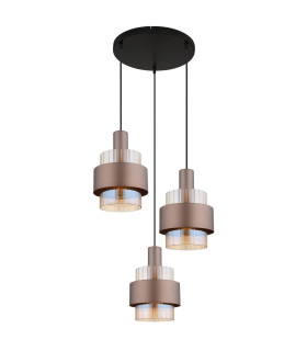 Milley Cluster Pendant Ceiling Light Matt Black Amber Glass Shade 3x E27-2