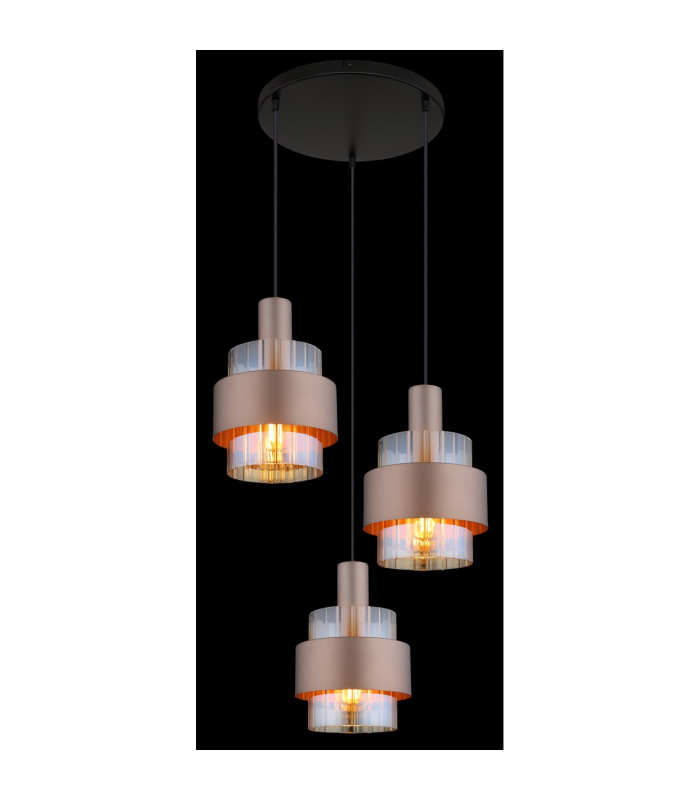 Milley Cluster Pendant Ceiling Light Matt Black Amber Glass Shade 3x E27-4