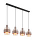 Milley Bar Pendant Ceiling Light Matt Black Amber Glass Shade 4x E27-1