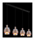 Milley Bar Pendant Ceiling Light Matt Black Amber Glass Shade 4x E27-4