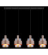 Milley Bar Pendant Ceiling Light Matt Black Amber Glass Shade 4x E27-5