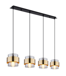 Milley Bar Pendant Ceiling Light Matt Black Glass Shade 4x E27-1