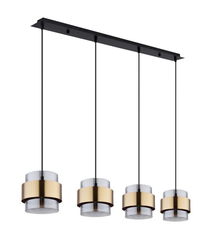 Milley Bar Pendant Ceiling Light Matt Black Glass Shade 4x E27-2