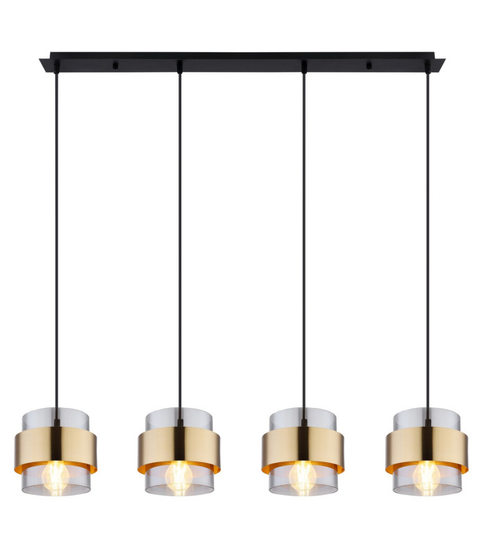 Milley Bar Pendant Ceiling Light Matt Black Glass Shade 4x E27-3