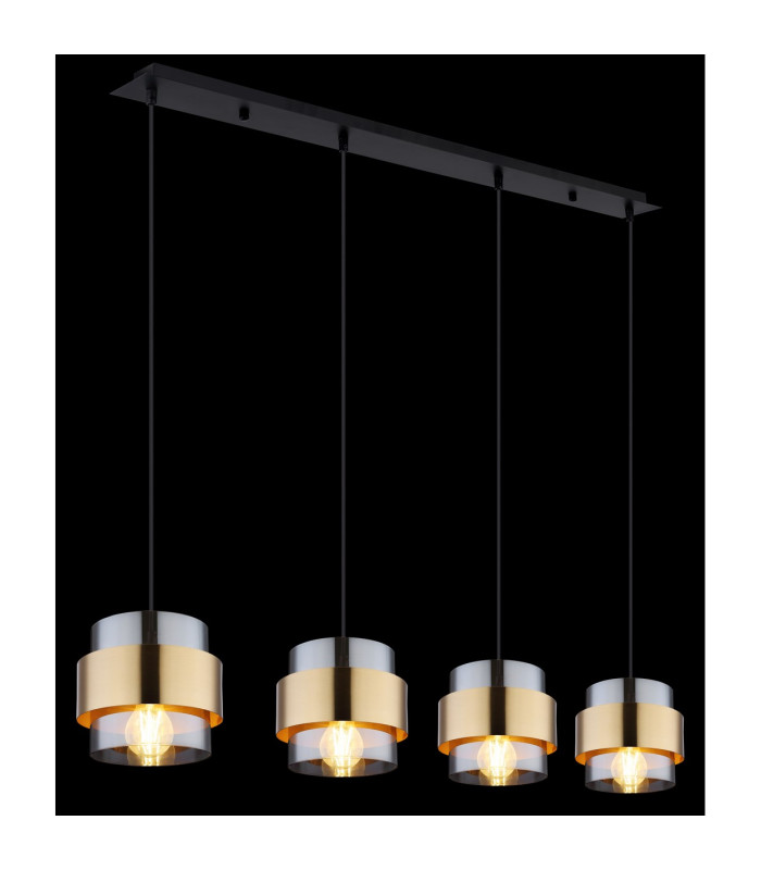 Milley Bar Pendant Ceiling Light Matt Black Glass Shade 4x E27-5