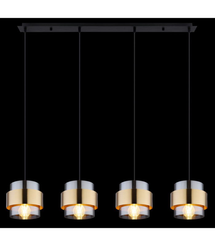 Milley Bar Pendant Ceiling Light Matt Black Glass Shade 4x E27-6
