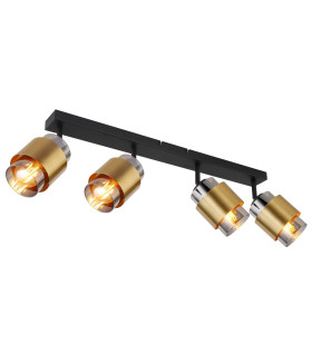 Milley Ceiling Spotlight Bar Matt Black Smoke Glass Shade 4x E27-1