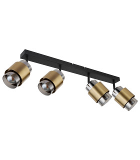 Milley Ceiling Spotlight Bar Matt Black Smoke Glass Shade 4x E27-2