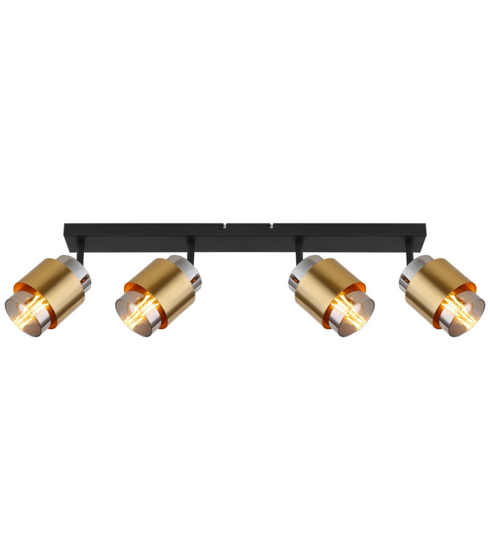 Milley Ceiling Spotlight Bar Matt Black Smoke Glass Shade 4x E27-3