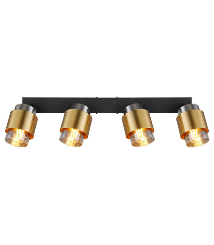 Milley Ceiling Spotlight Bar Matt Black Smoke Glass Shade 4x E27-4