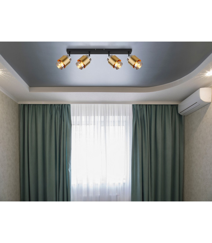 Milley Ceiling Spotlight Bar Matt Black Smoke Glass Shade 4x E27-6