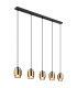 Milley Bar Pendant Ceiling Light Matt Black Smoke Glass Shade 5x E27-1