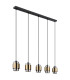 Milley Bar Pendant Ceiling Light Matt Black Smoke Glass Shade 5x E27-2