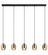 Milley Bar Pendant Ceiling Light Matt Black Smoke Glass Shade 5x E27-3