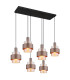 Milley Cluster Pendant Ceiling Light Matt Black Amber Glass Shade 6x E27-1