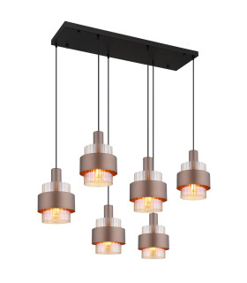 Milley Cluster Pendant Ceiling Light Matt Black Amber Glass Shade 6x E27-1