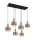 Milley Cluster Pendant Ceiling Light Matt Black Amber Glass Shade 6x E27-2