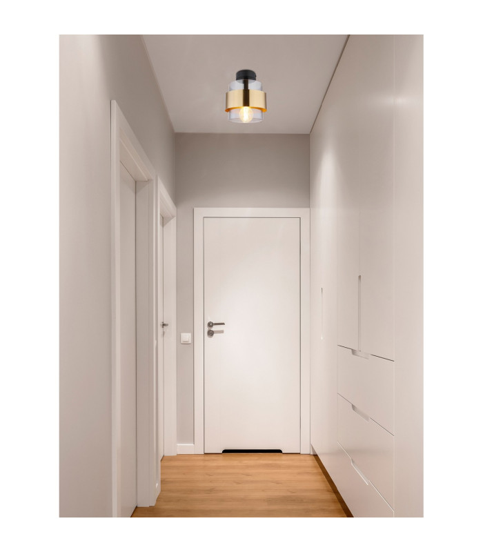 Milley Cylindrical Ceiling Light Matt Black Glass Shade 1x E27-4