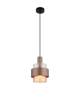 Milley Slim Pendant Ceiling Light Matt Black Amber Glass Shade 1x E27-1