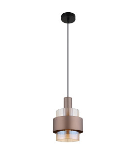 Milley Slim Pendant Ceiling Light Matt Black Amber Glass Shade 1x E27-2
