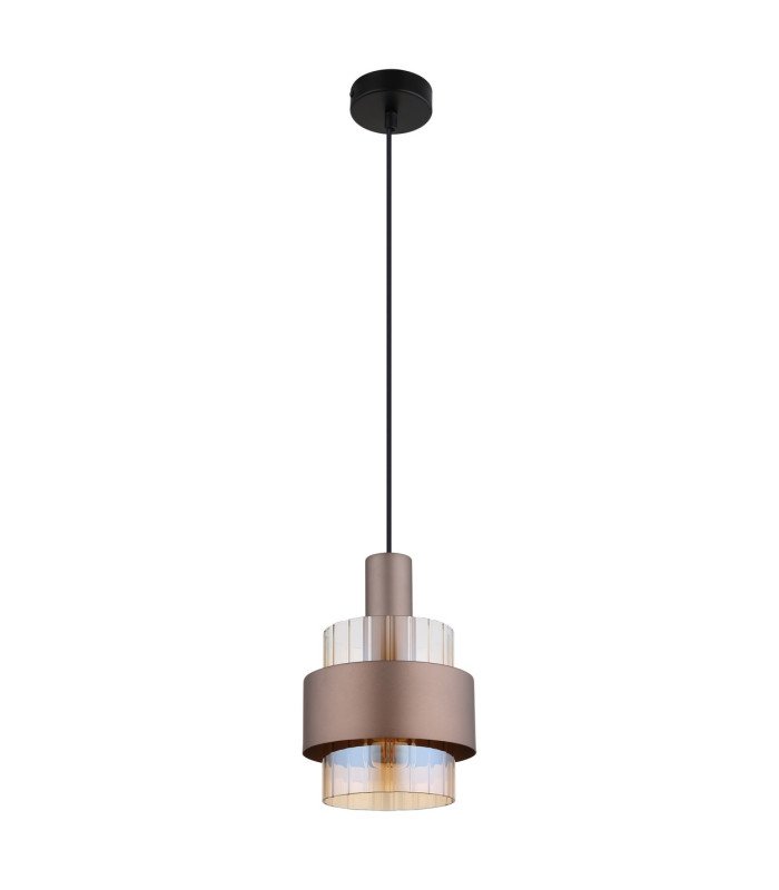 Milley Slim Pendant Ceiling Light Matt Black Amber Glass Shade 1x E27-2