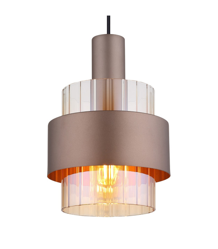 Milley Slim Pendant Ceiling Light Matt Black Amber Glass Shade 1x E27-3