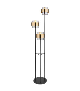 Milley Multi Arm Floor Lamp Matt Black Glass Shade 3x E27-1