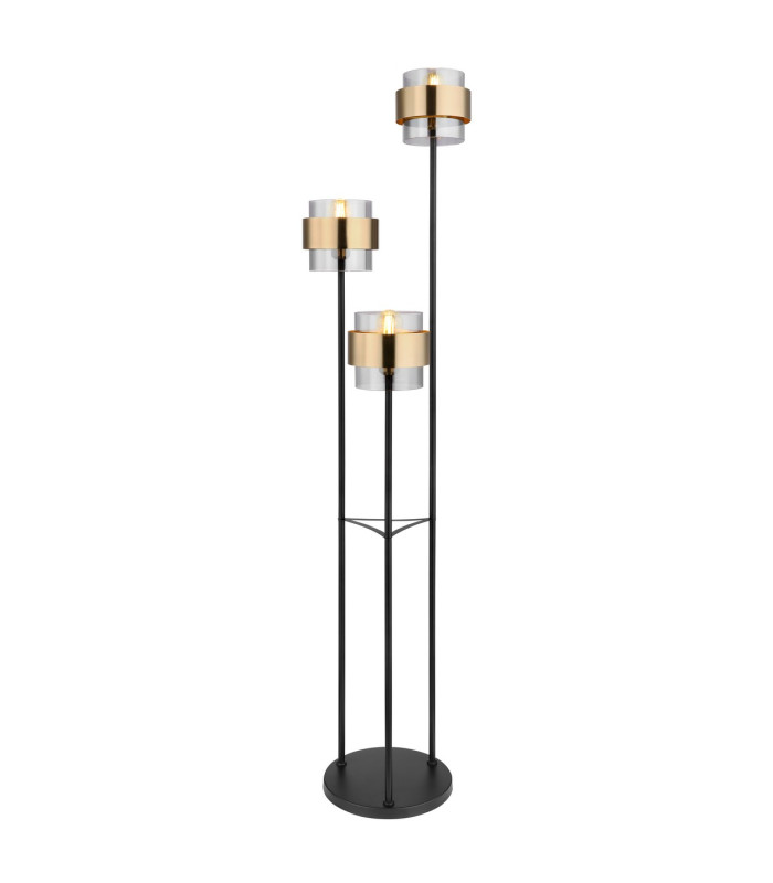 Milley Multi Arm Floor Lamp Matt Black Glass Shade 3x E27-1