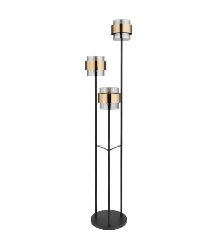 Milley Multi Arm Floor Lamp Matt Black Glass Shade 3x E27-2