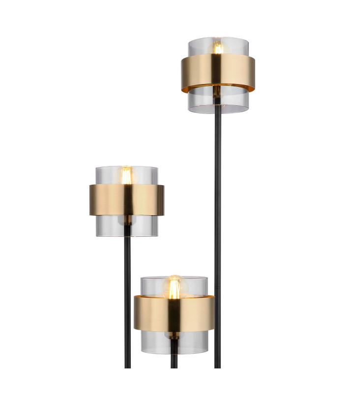 Milley Multi Arm Floor Lamp Matt Black Glass Shade 3x E27-3