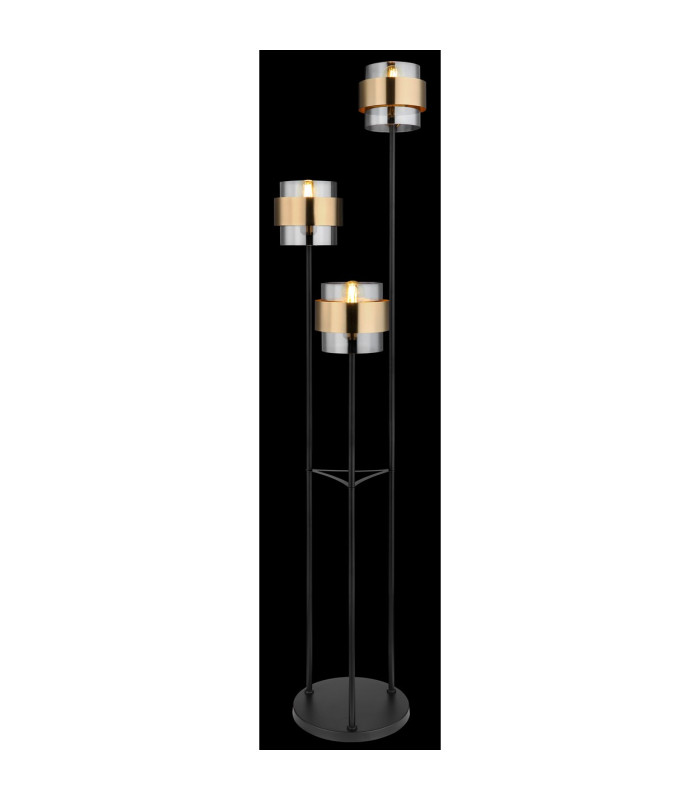 Milley Multi Arm Floor Lamp Matt Black Glass Shade 3x E27-5