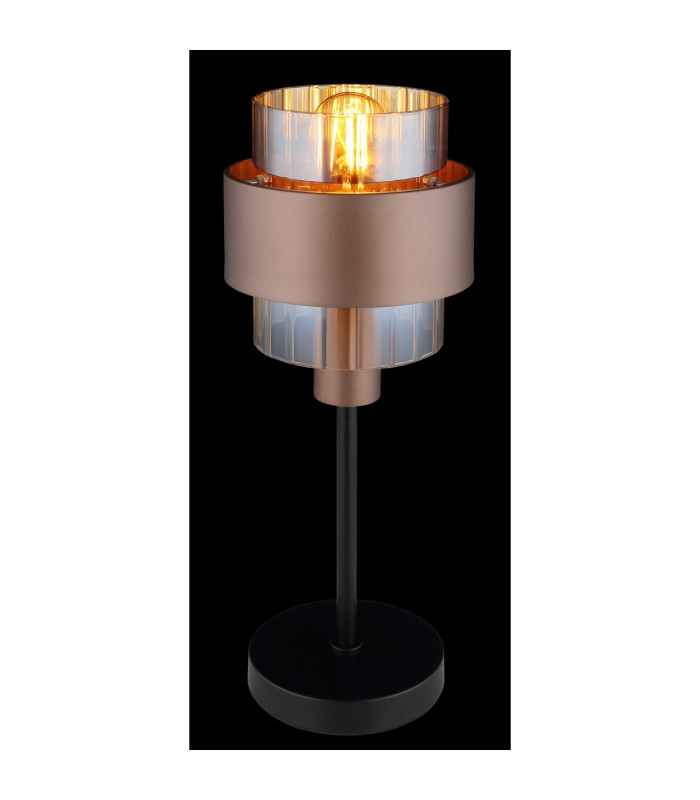 Milley Cylindrical Table Lamp Matt Black Amber Glass Shade 1x E27-4