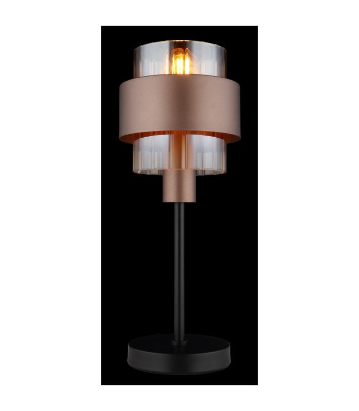 Milley Cylindrical Table Lamp Matt Black Amber Glass Shade 1x E27-5