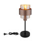 Milley Cylindrical Table Lamp Matt Black Amber Glass Shade 1x E27-6