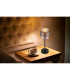 Milley Cylindrical Table Lamp Matt Black Amber Glass Shade 1x E27-10