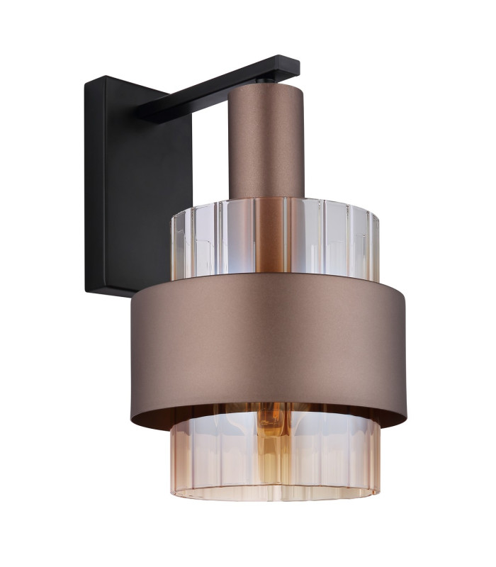Milley Wall Lamp Matt Black Amber Glass Shade 1x E27-2