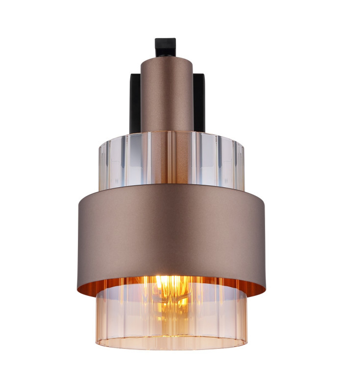 Milley Wall Lamp Matt Black Amber Glass Shade 1x E27-3