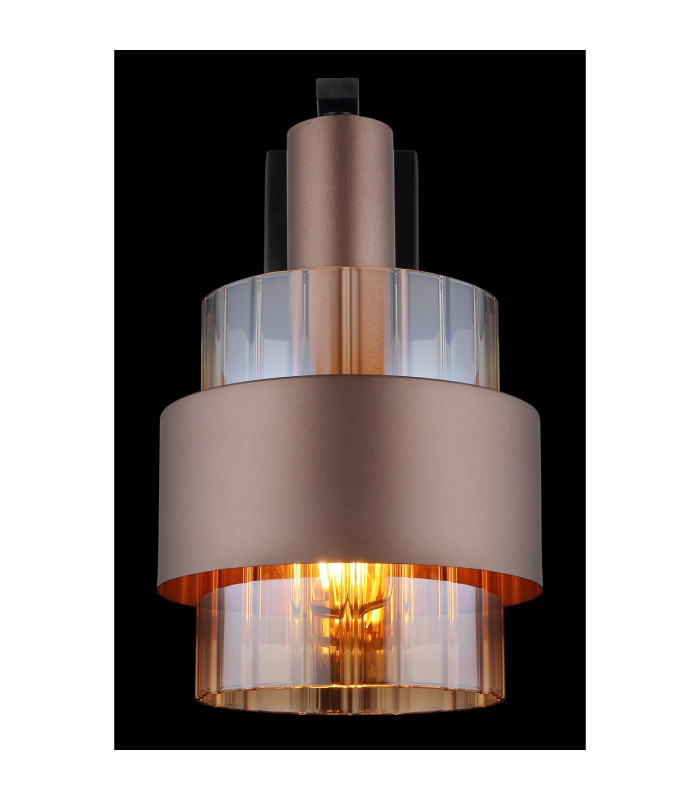 Milley Wall Lamp Matt Black Amber Glass Shade 1x E27-5