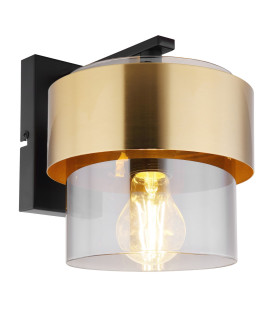 Milley Wall Lamp Matt Black Glass Shade 1x E27-1