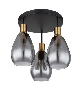 Fanni Shade Cluster Ceiling Light Matt Black Smoke Glass Shade 3x E27-2