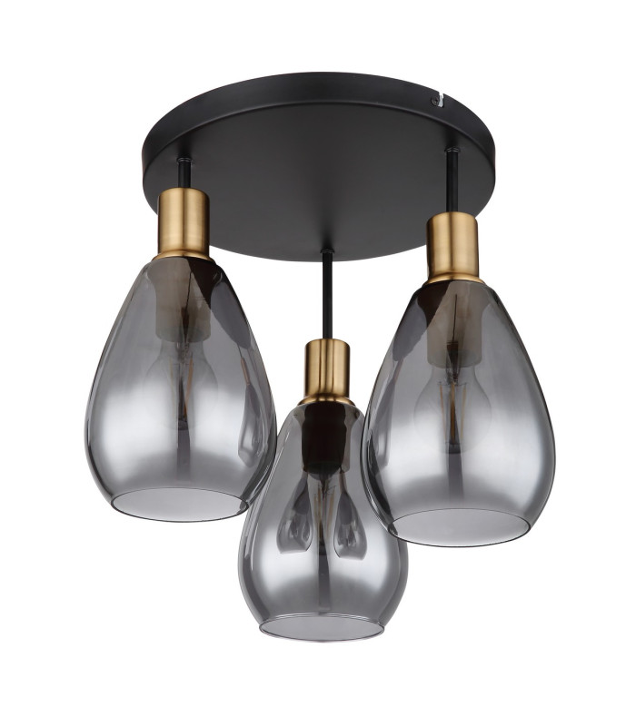 Fanni Shade Cluster Ceiling Light Matt Black Smoke Glass Shade 3x E27-2