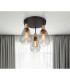 Fanni Shade Cluster Ceiling Light Matt Black Smoke Glass Shade 3x E27-3