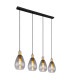 Fanni Bar Pendant Ceiling Light Matt Black Smoke Glass Shade 4x E27-1