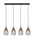 Fanni Bar Pendant Ceiling Light Matt Black Smoke Glass Shade 4x E27-3