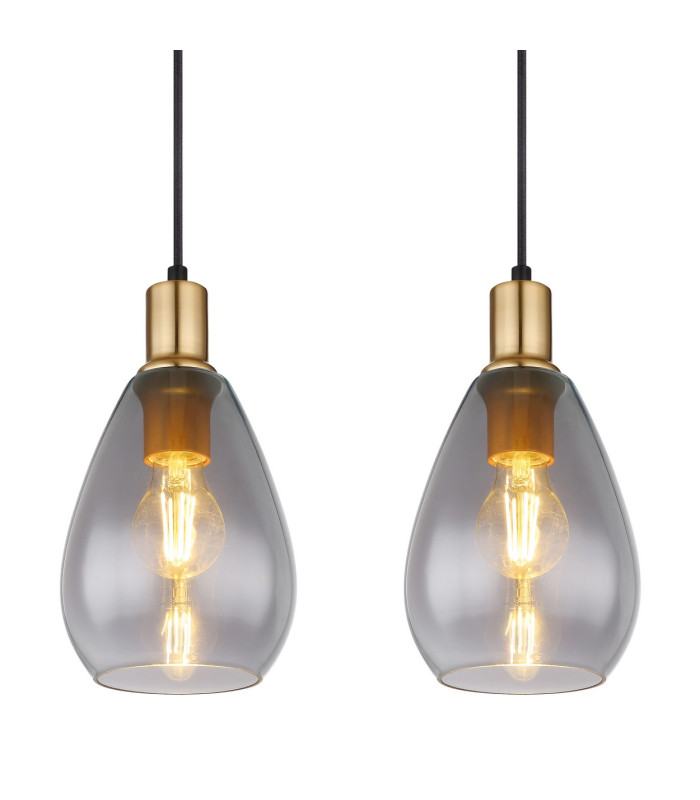 Fanni Bar Pendant Ceiling Light Matt Black Smoke Glass Shade 4x E27-4